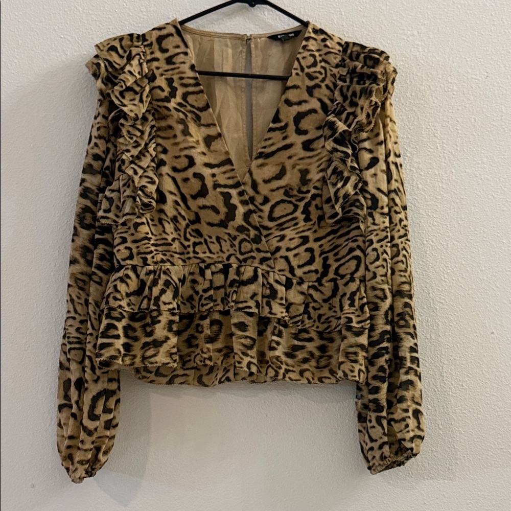 Express Animal Print Ruffle Blouse